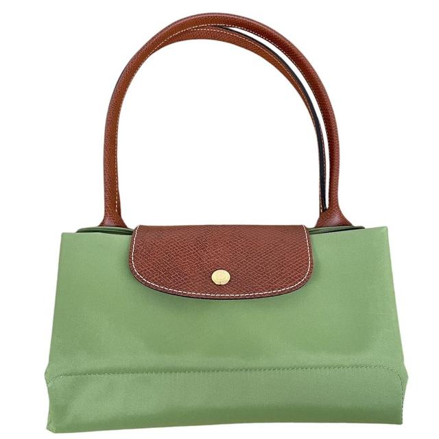 Longchamp Green and Brown Le Pliage Original Shoulder Tote Bag