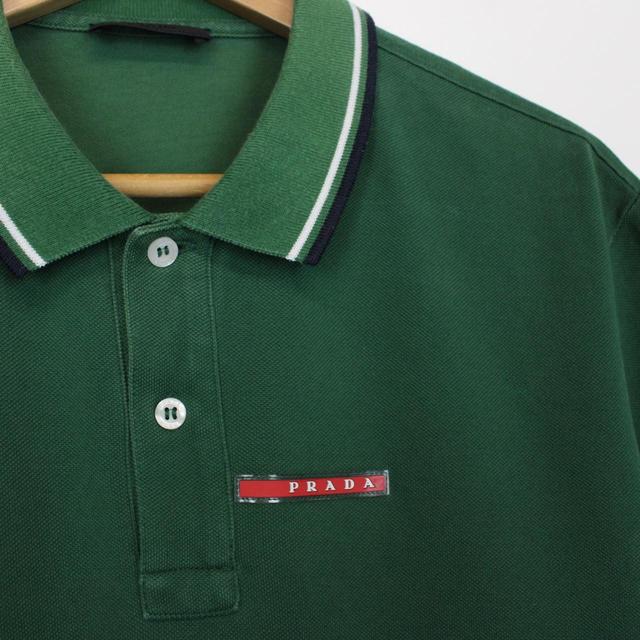 Prada Green Short Sleeve Cotton Pique Polo Shirt