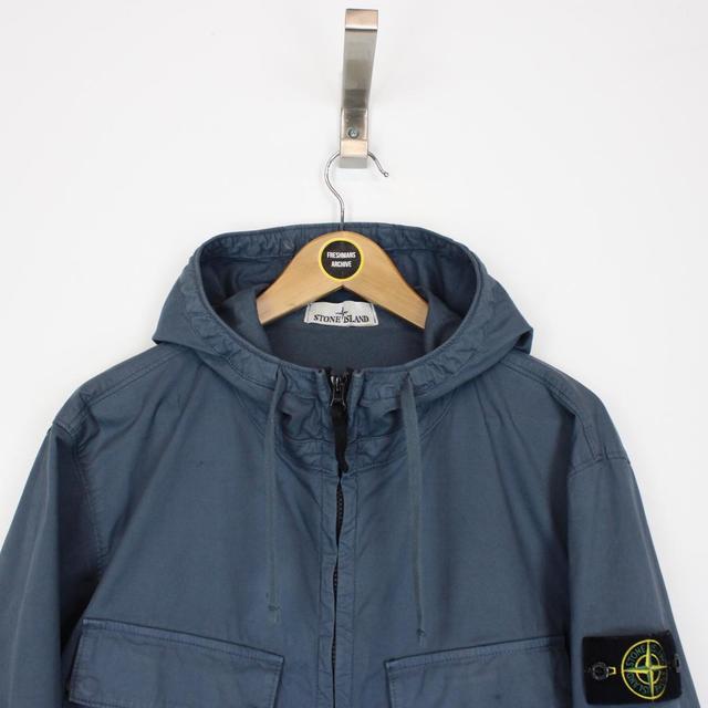 Stone Island SS 2024 Blue Supima Cotton Twill Stretch-TC Jacket