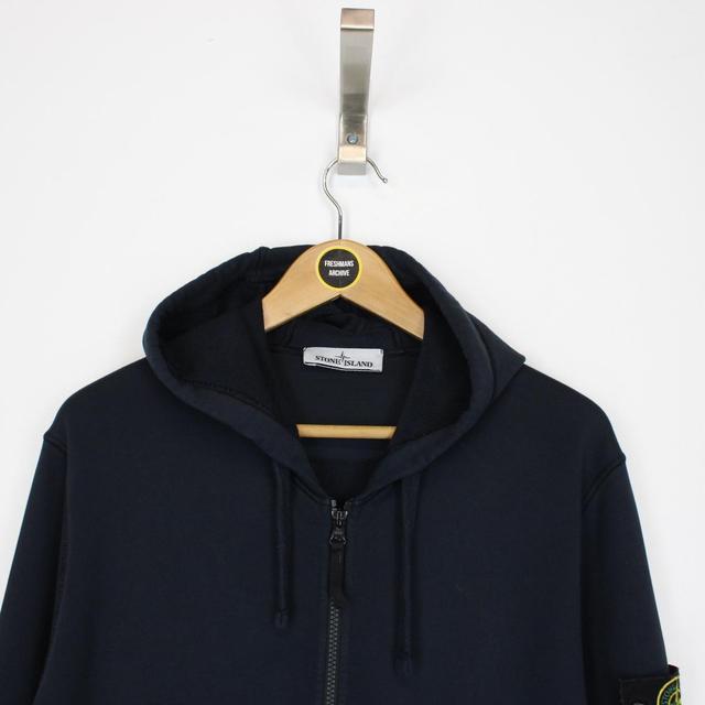 Stone Island SS 2022 Navy Blue Cotton Full Zip Hoodie Jumper