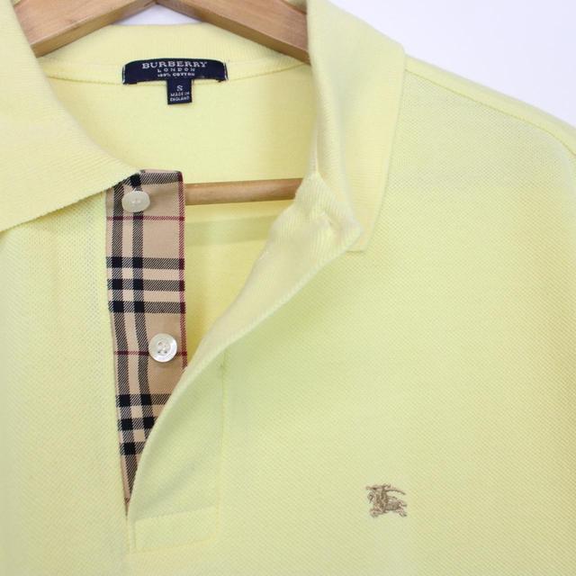 Vintage 00s Burberry London Yellow Nova Check Short Sleeve Polo Shirt