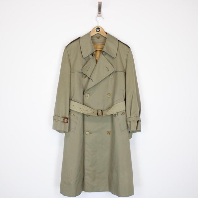 Vintage 90s Burberry Green Nova Check Double Breasted Trench Coat