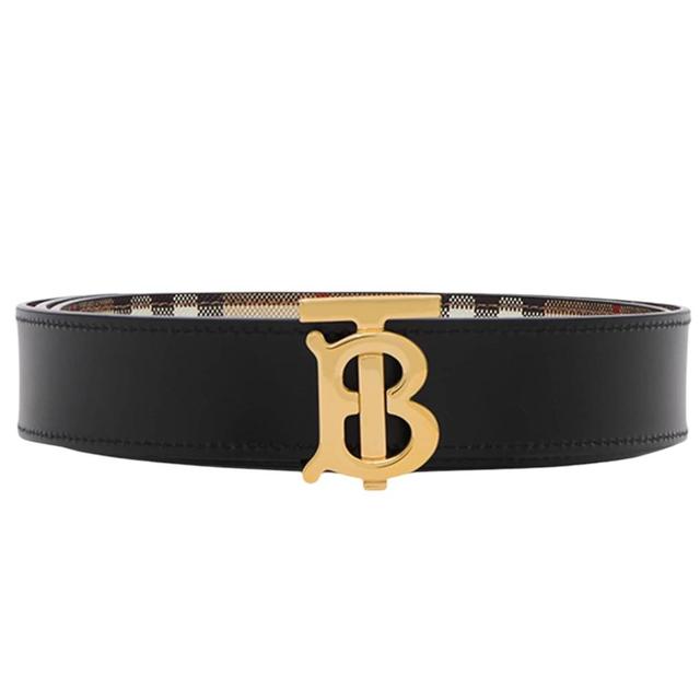 Burberry Beige and Black TB Nova Check Reversible Belt