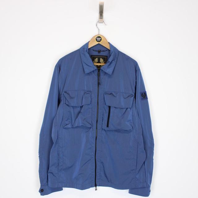 Belstaff Blue Full Zip Nylon Rift Overshirt Jacket