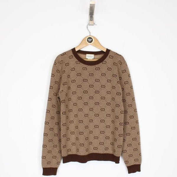 Gucci Brown GG Monogram Wool Knit Jumper