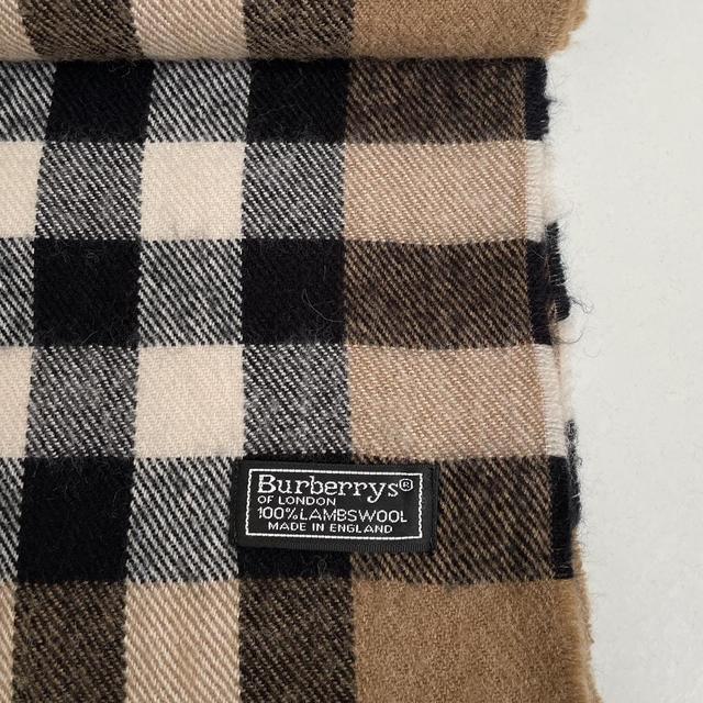 Vintage 90s Burberry Tan Brown Nova Check Lambswool Scarf