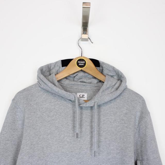 CP Company Grey Diagonal Fleece Cotton Hoodie Jumper