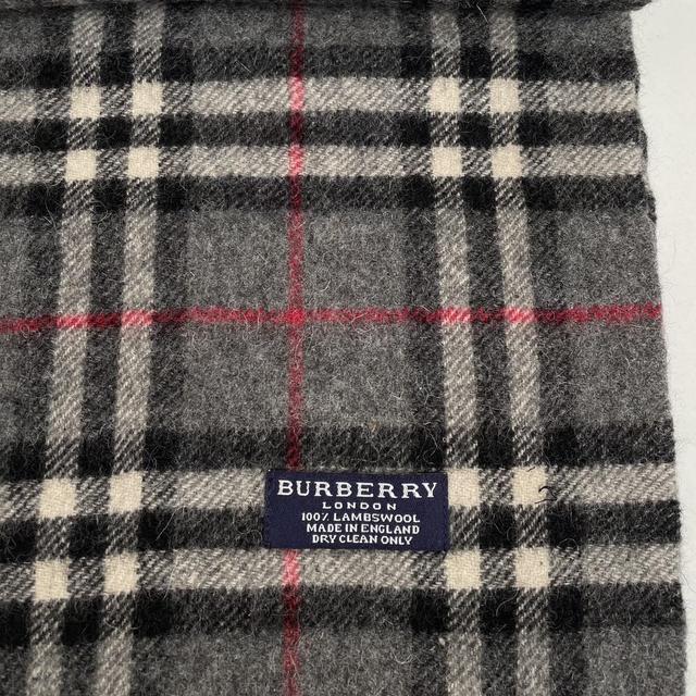 Vintage 90s Burberry Grey Nova Check Lambswool Scarf