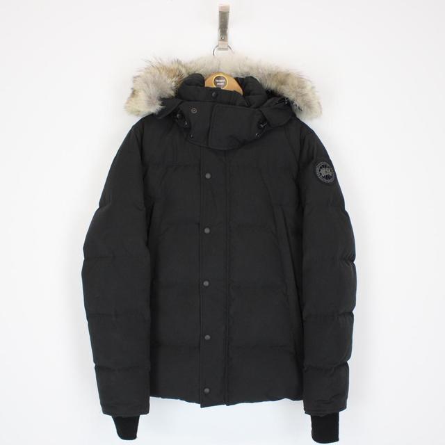 Canada Goose Black Wyndham Parka Black Label Down Jacket with Fur Trim