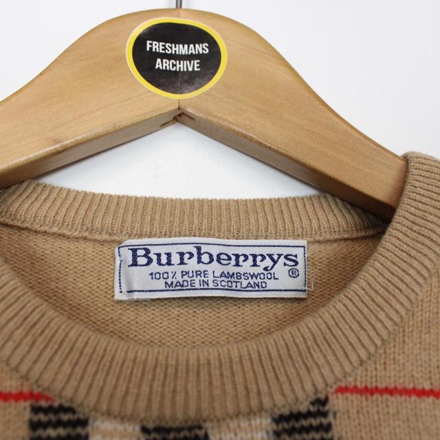 Vintage 90s Burberry Tan Brown Nova Check Lambswool Knit Jumper