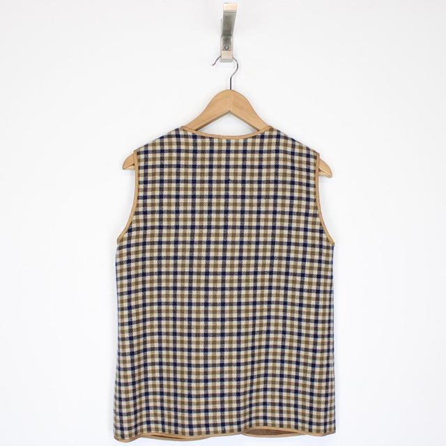 Vintage 90s Aquascutum House Check Wool Waistcoat Vest