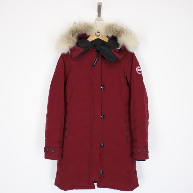 Canada Goose Burgundy Lorette Parka Down Coat with Fur Trim