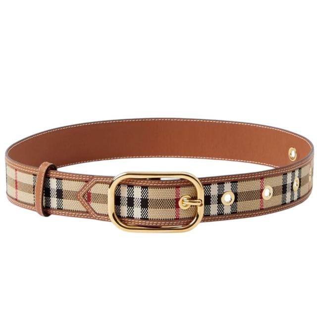 Burberry Beige and Tan Vintage Nova Check Leather/Canvas Belt