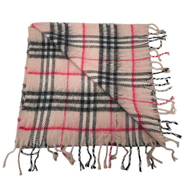 Vintage 90s Burberry Beige Nova Check Lambswool Scarf