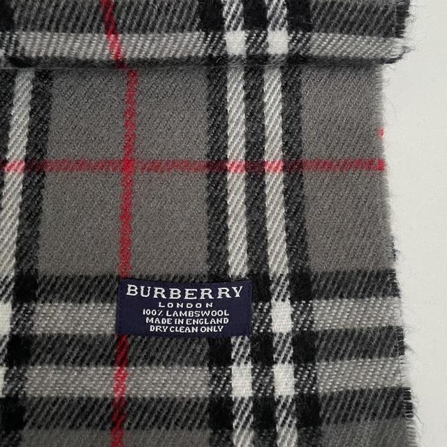 Vintage 90s Burberry Grey Nova Check Lambswool Scarf