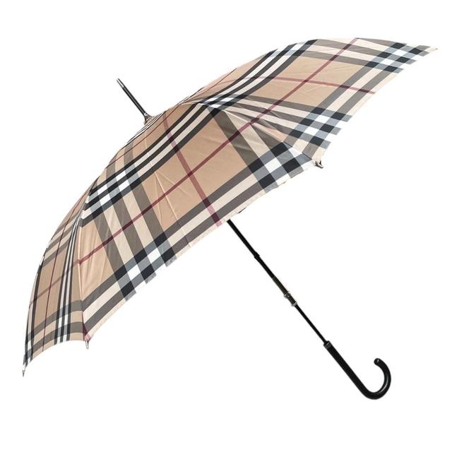 Burberry London Tan Brown Nova Check Umbrella with Leather Handle