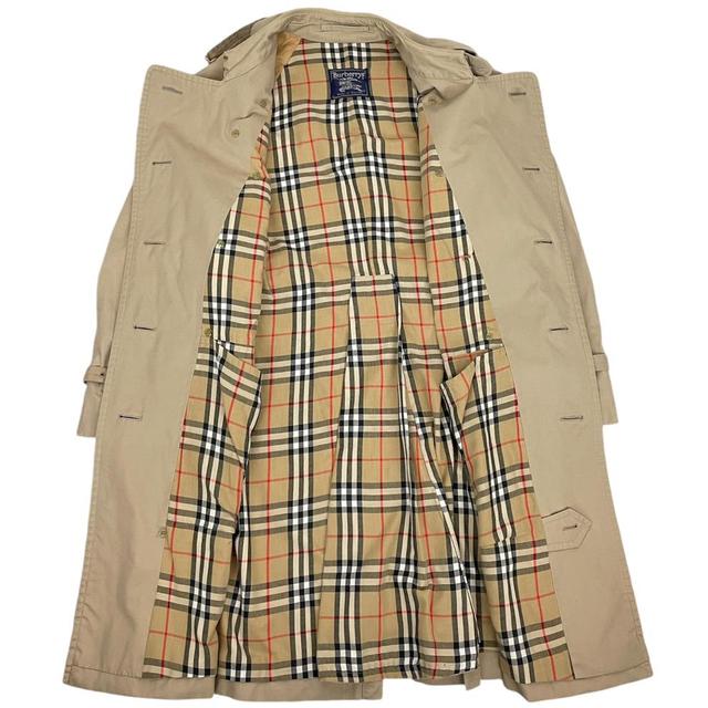 Vintage 90s Burberry Tan Brown Nova Check Double Breasted Belted Trench Coat