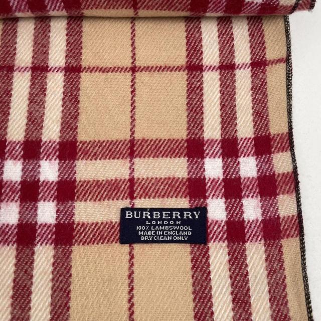 Vintage 90s Burberry Beige and Pink Nova Check Lambswool Scarf