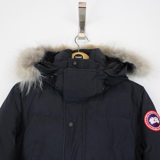 Canada Goose Navy Blue Wyndham Parka Down Jacket with Fur Trim