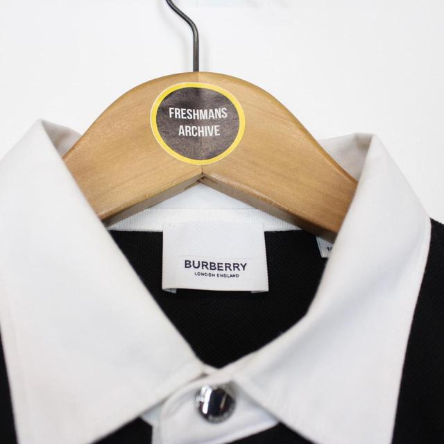 Burberry Black, White and Tan Brown Nova Check Long Sleeve Polo Shirt