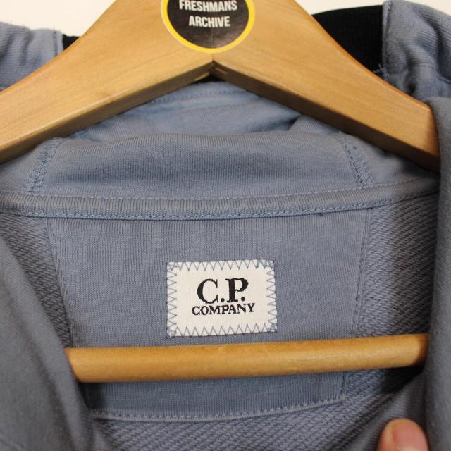 CP Company Blue Diagonal Fleece Cotton Hoodie Jumper