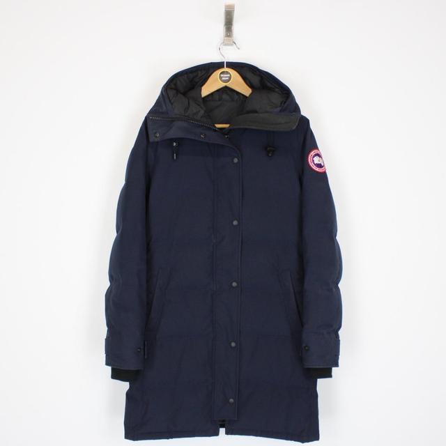 Canada Goose Navy Blue Shelburne Parka Down Coat with Fur Trim