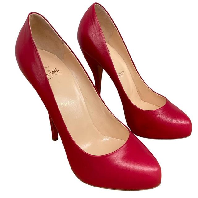 Christian Louboutin 2009 Red Feticha 120 Leather High Heels