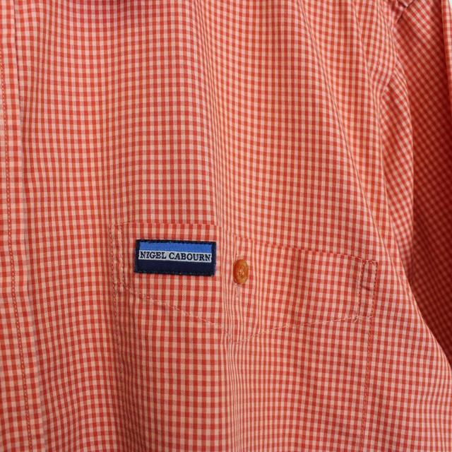 Vintage 90s Nigel Cabourn Orange and Cream Short Sleeve Gingham Check Shirt