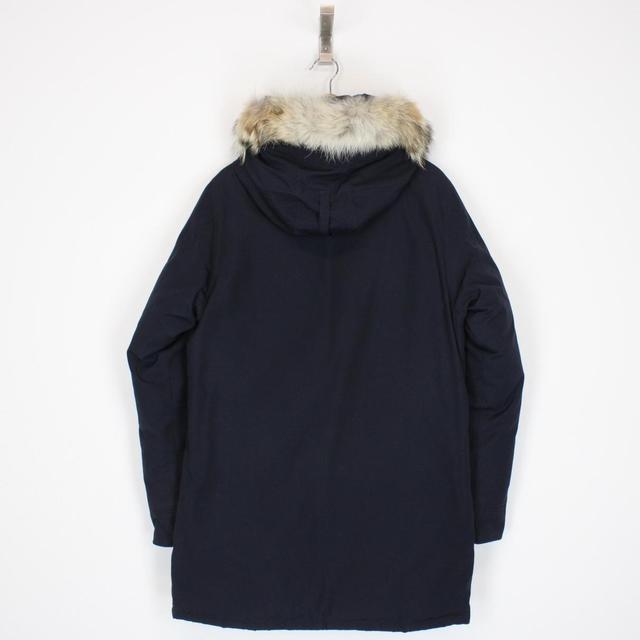 Canada Goose Navy Blue Langford Parka Black Label Down Coat with Fur Trim