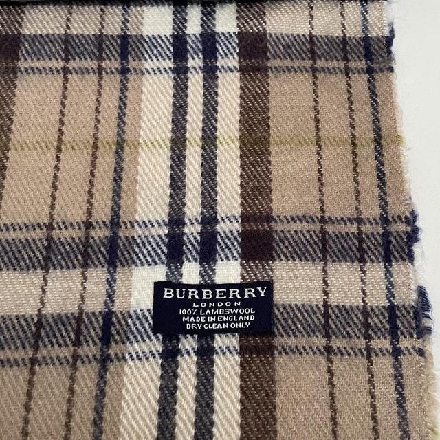 Vintage 90s Burberry Brown Nova Check Lambswool Scarf