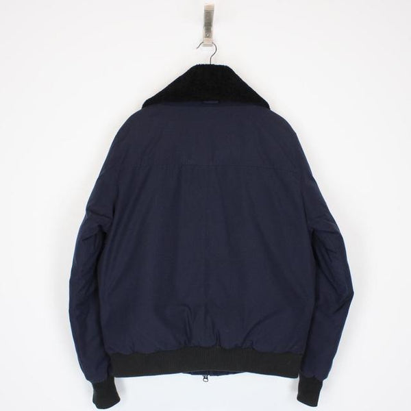 Canada Goose Navy Blue and Black Bromley Bomber Down Jacket with Fur Trim