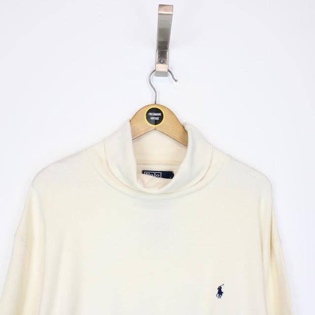 Vintage 90s Polo Ralph Lauren Cream Roll Neck Sweatshirt Jumper