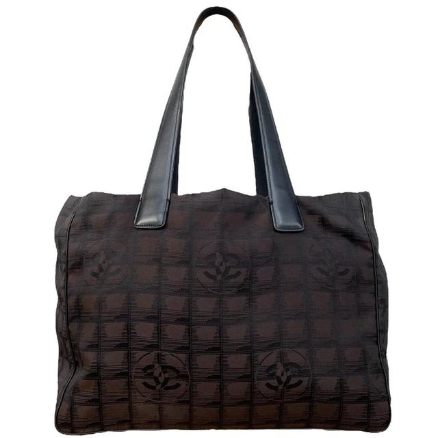 Chanel New Line Brown and Black Nylon Travel Tote Bag