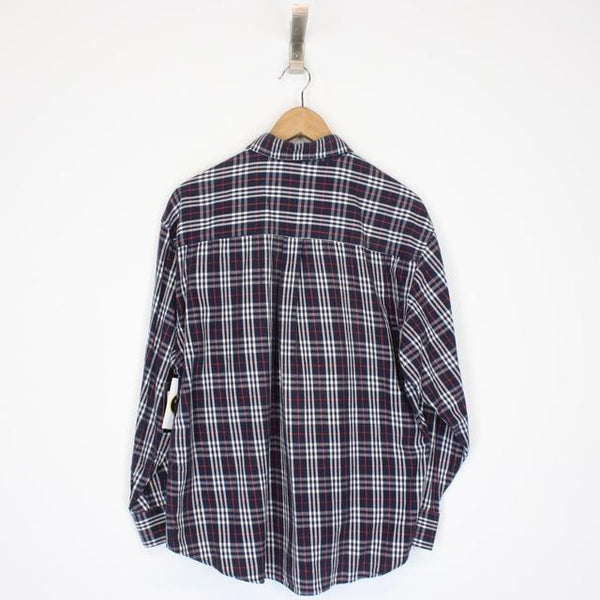 Vintage 90s Burberry London Navy Blue Nova Check Long Sleeve Shirt