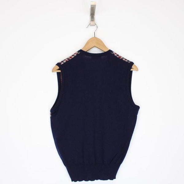 Vintage 90s Aquascutum House Check Wool Knit Sweater Vest