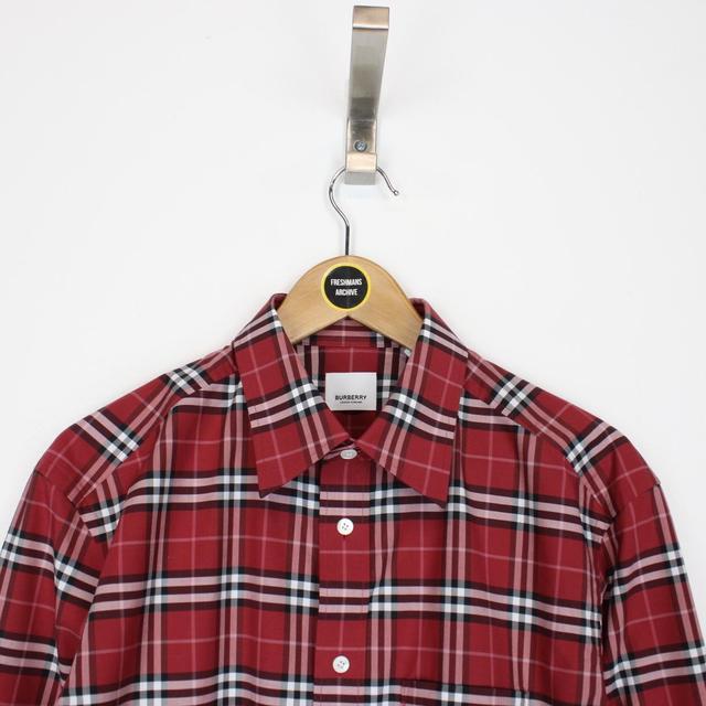 Burberry Red Nova Check Long Sleeve Cotton Shirt