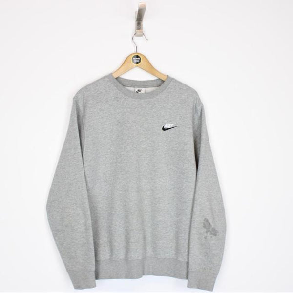 Nike Club Grey Crew Neck Spellout Sweatshirt Jumper