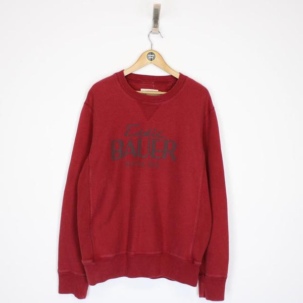 Vintage 90s Eddie Bauer Burgundy Spellout Sweatshirt Jumper