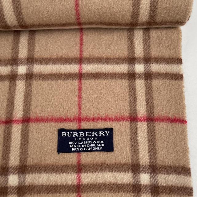 Vintage 90s Burberry Tan Brown Check Lambswool Scarf