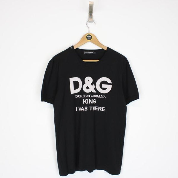 Dolce &amp; Gabbana Black and White King I Was There Short Sleeve T-Shirt