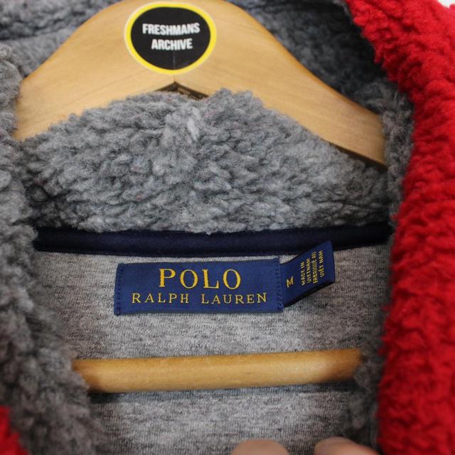 Polo Ralph Lauren Grey and Red Mountain Expedition Sherpa Fleece Hoodie