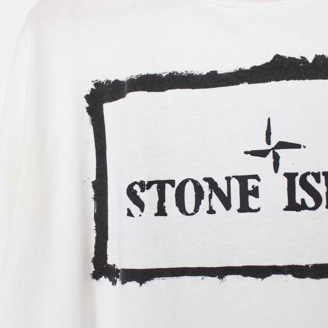 Stone Island SS 2021 Logo Print White and Black Short Sleeve T-Shirt