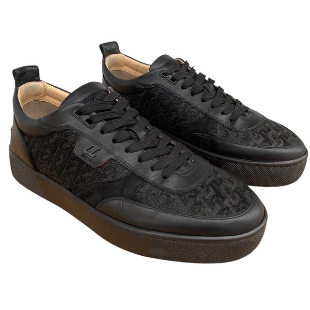 Christian Louboutin Black Happyrui Leather Trainers