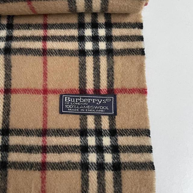 Vintage 90s Burberry Beige Nova Check Lambswool Scarf