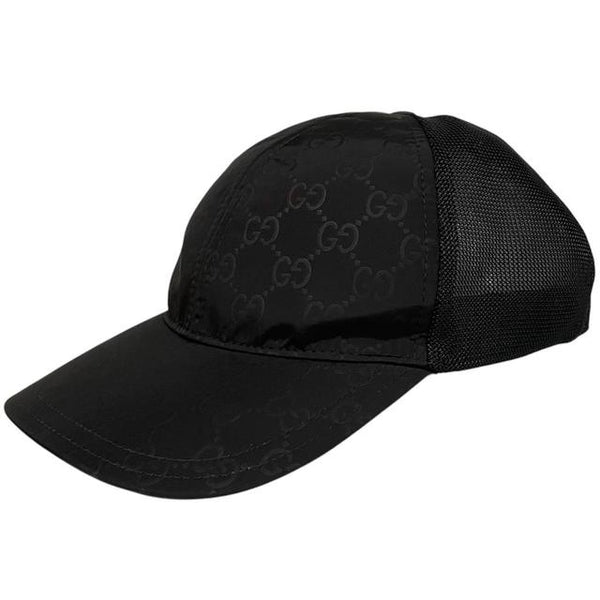 Gucci Black GG Monogram Nylon and Mesh Baseball Cap