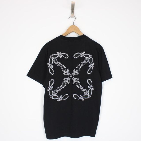 Off White Black and White Bandana Skate Logo Short Sleeve T-Shirt