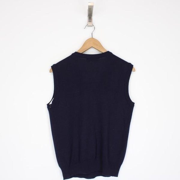 Vintage 90s Burberry Navy Blue Wool Knit Sweater Vest