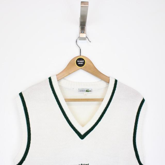 Vintage Lacoste White and Green Acrylic Knit Sweater Vest