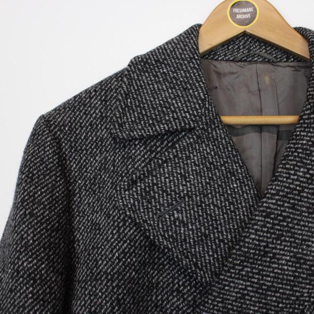 Vintage 80s Francesco Smalto Grey and Black Wool Overcoat