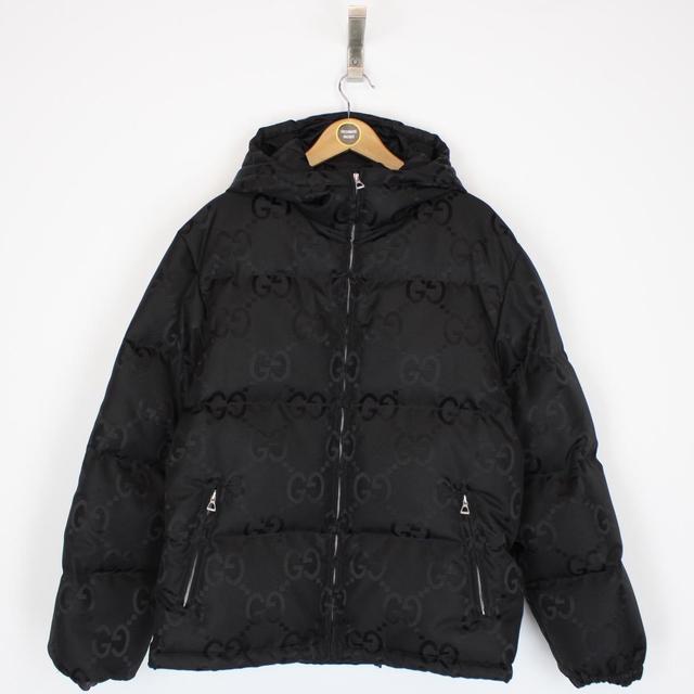 Gucci Black Jumbo GG Monogram Canvas Down Puffer Jacket